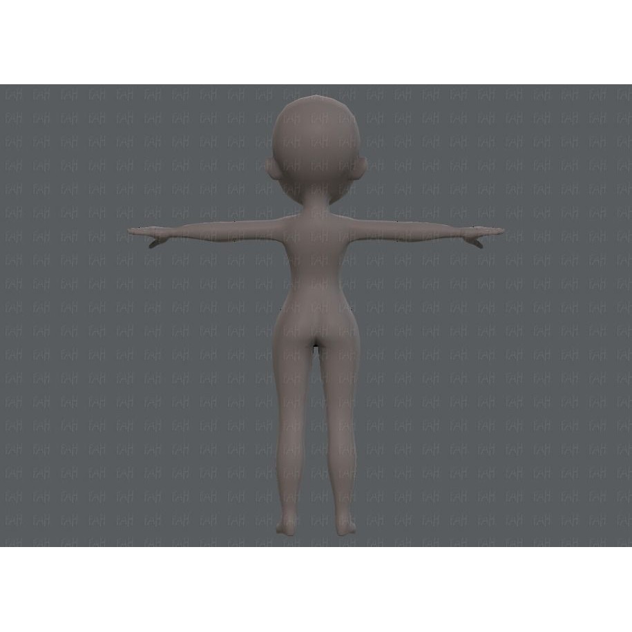 Base Mesh Girl Character 3D Model – Low Poly Cartoon Asset, FBX, OBJ - View 7