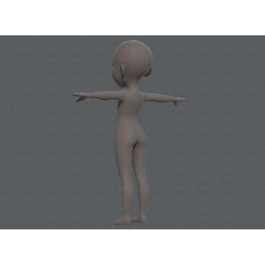 Base Mesh Girl Character 3D Model – Low Poly Cartoon Asset, FBX, OBJ - View 8