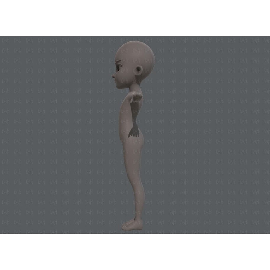 Base Mesh Girl Character 3D Model – Low Poly Cartoon Asset, FBX, OBJ - View 9
