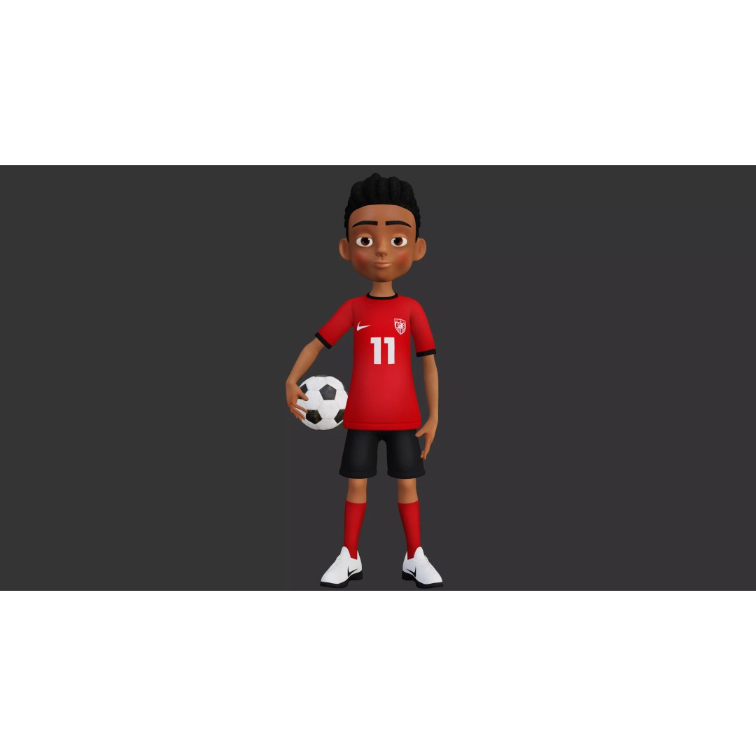 Stylized Soccer Player 3D Model – Game Ready Cartoon Character, FBX - View 2