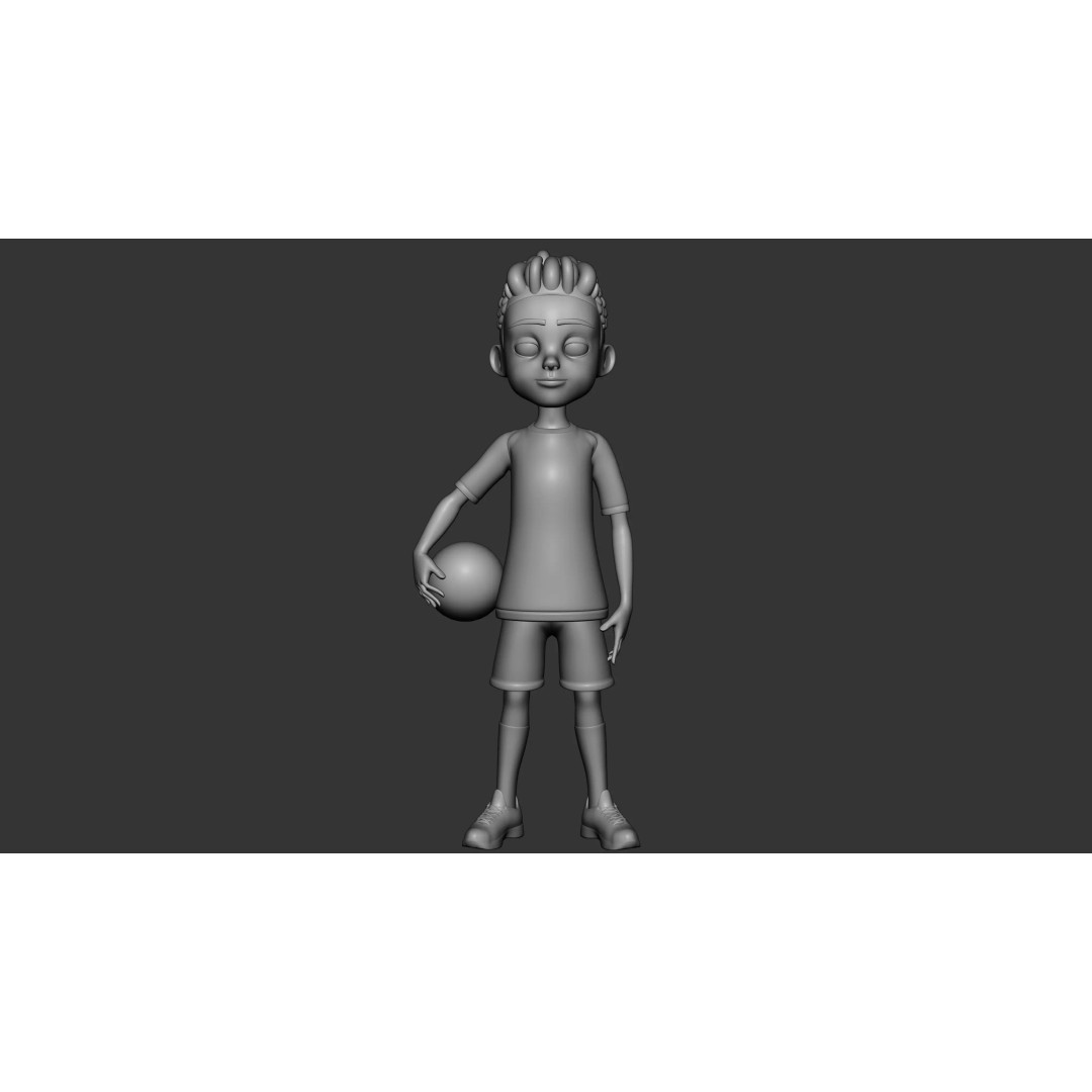 Stylized Soccer Player 3D Model – Game Ready Cartoon Character, FBX - View 3