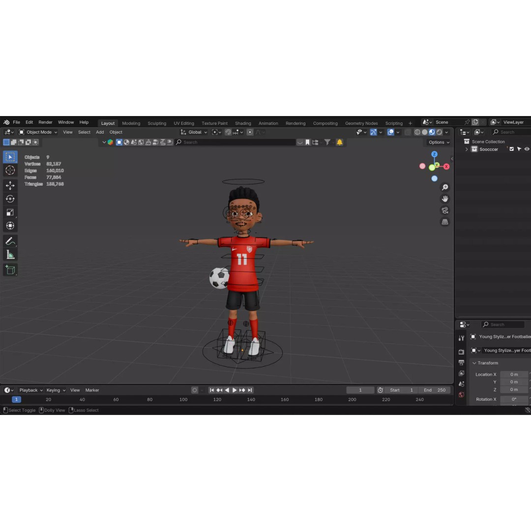 Stylized Soccer Player 3D Model – Game Ready Cartoon Character, FBX - View 6