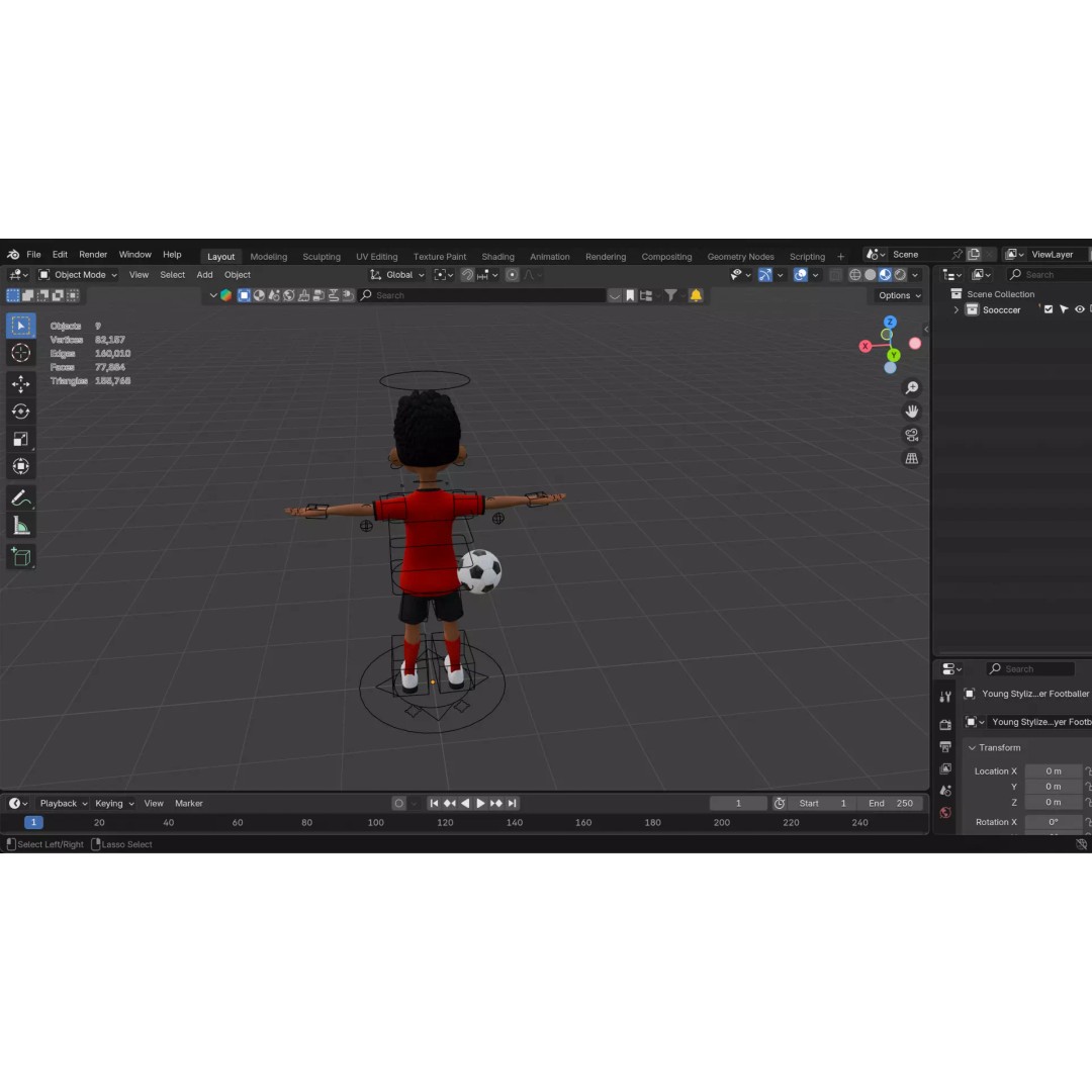 Stylized Soccer Player 3D Model – Game Ready Cartoon Character, FBX - View 7