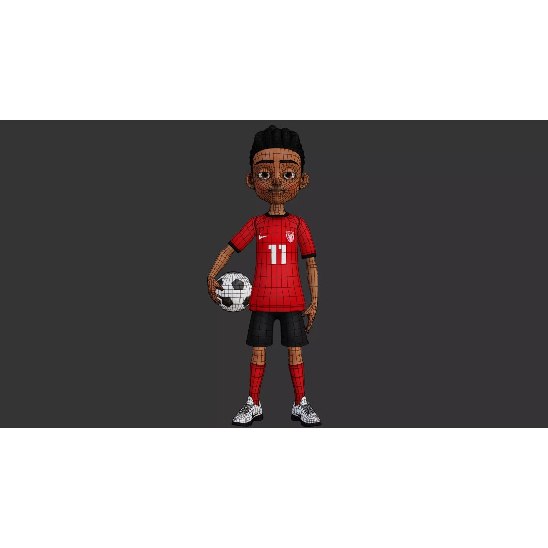 Stylized Soccer Player 3D Model – Game Ready Cartoon Character, FBX - View 8