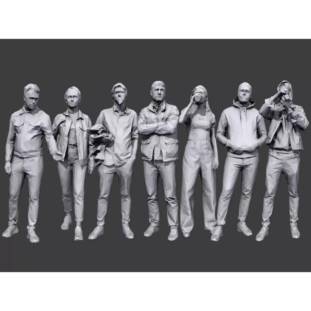 Casual Characters 3D Model – Low Poly Stylized People, FBX - View 2