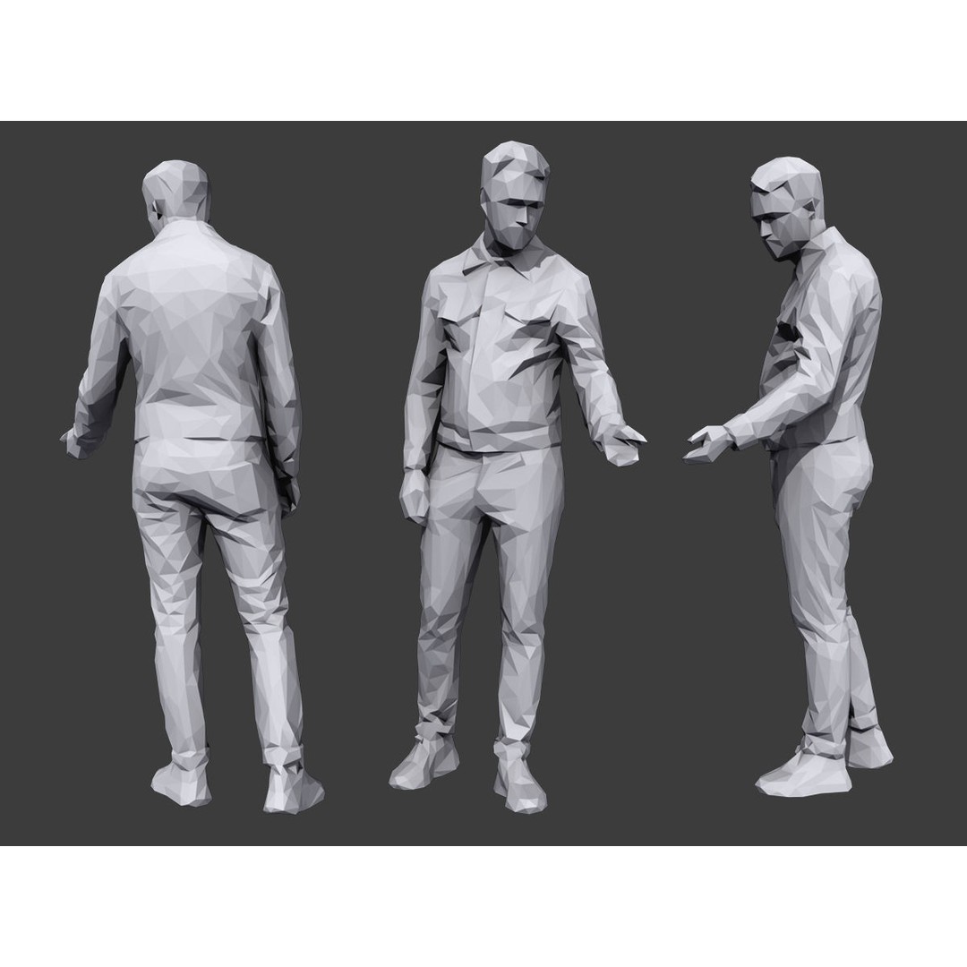 Casual Characters 3D Model – Low Poly Stylized People, FBX - View 3