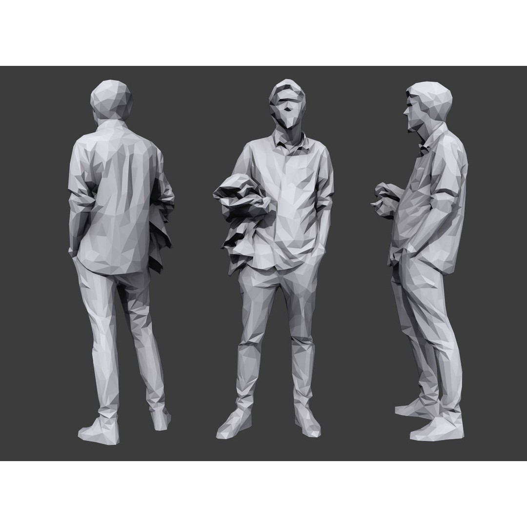 Casual Characters 3D Model – Low Poly Stylized People, FBX - View 5