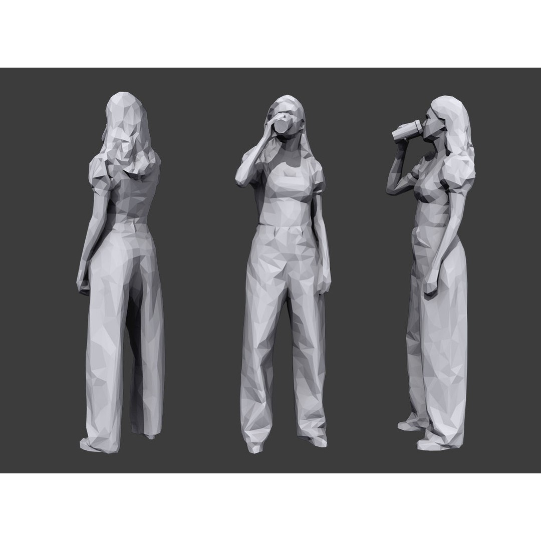 Casual Characters 3D Model – Low Poly Stylized People, FBX - View 7