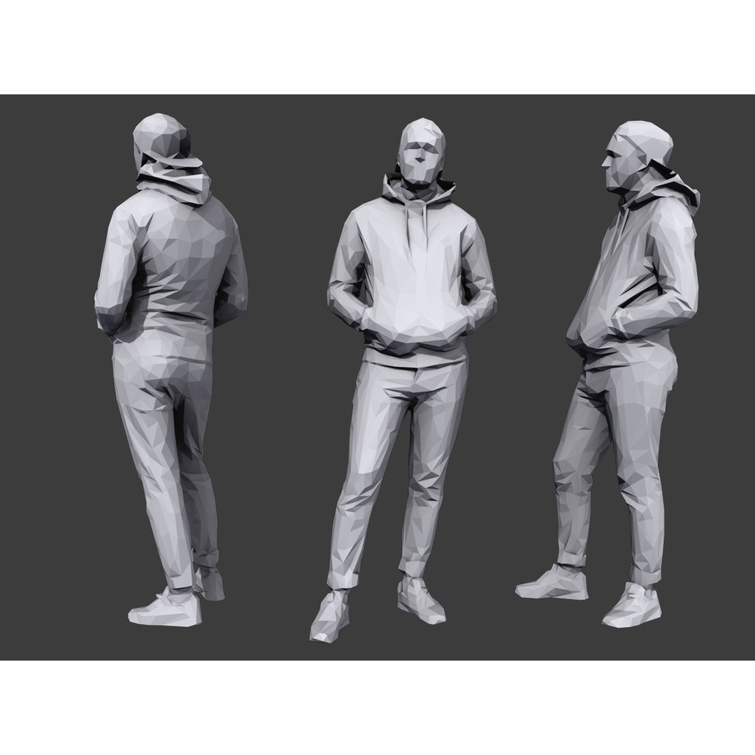 Casual Characters 3D Model – Low Poly Stylized People, FBX - View 8