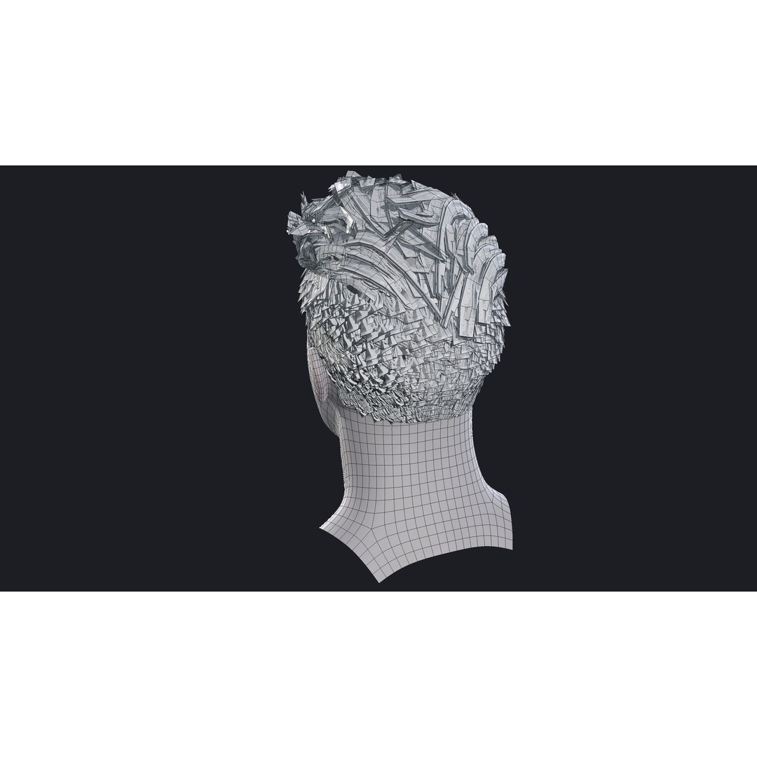Realtime Mens Hairstyle 3D Model – Low Poly Game Asset, FBX