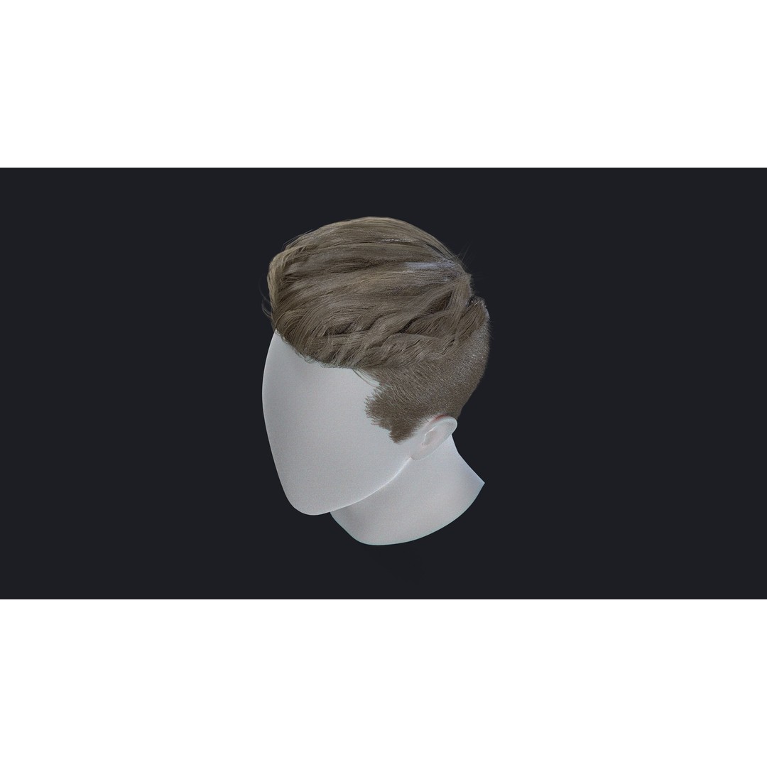 Realtime Mens Hairstyle 3D Model – Low Poly Game Asset, FBX - View 11