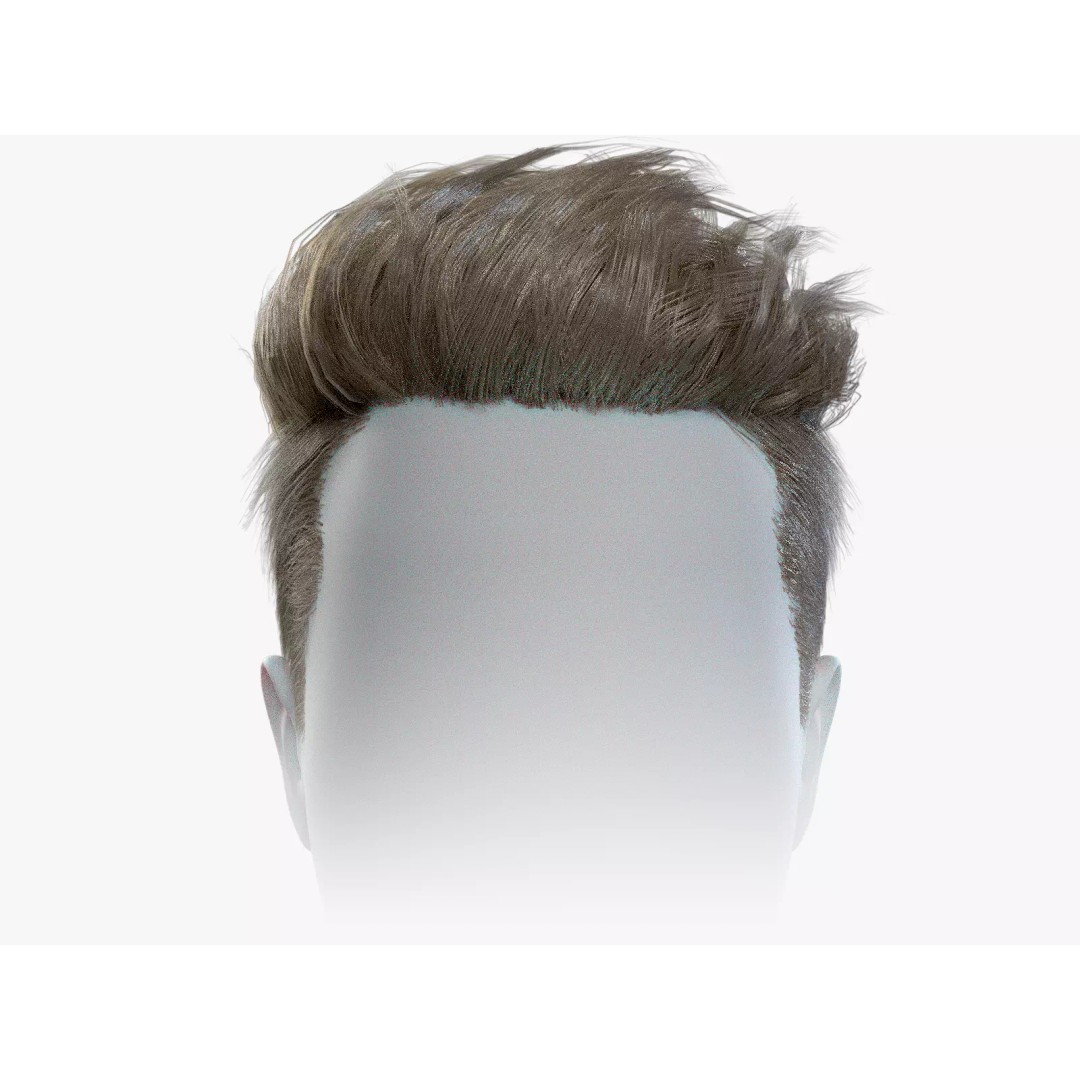Realtime Mens Hairstyle 3D Model – Low Poly Game Asset, FBX - View 2