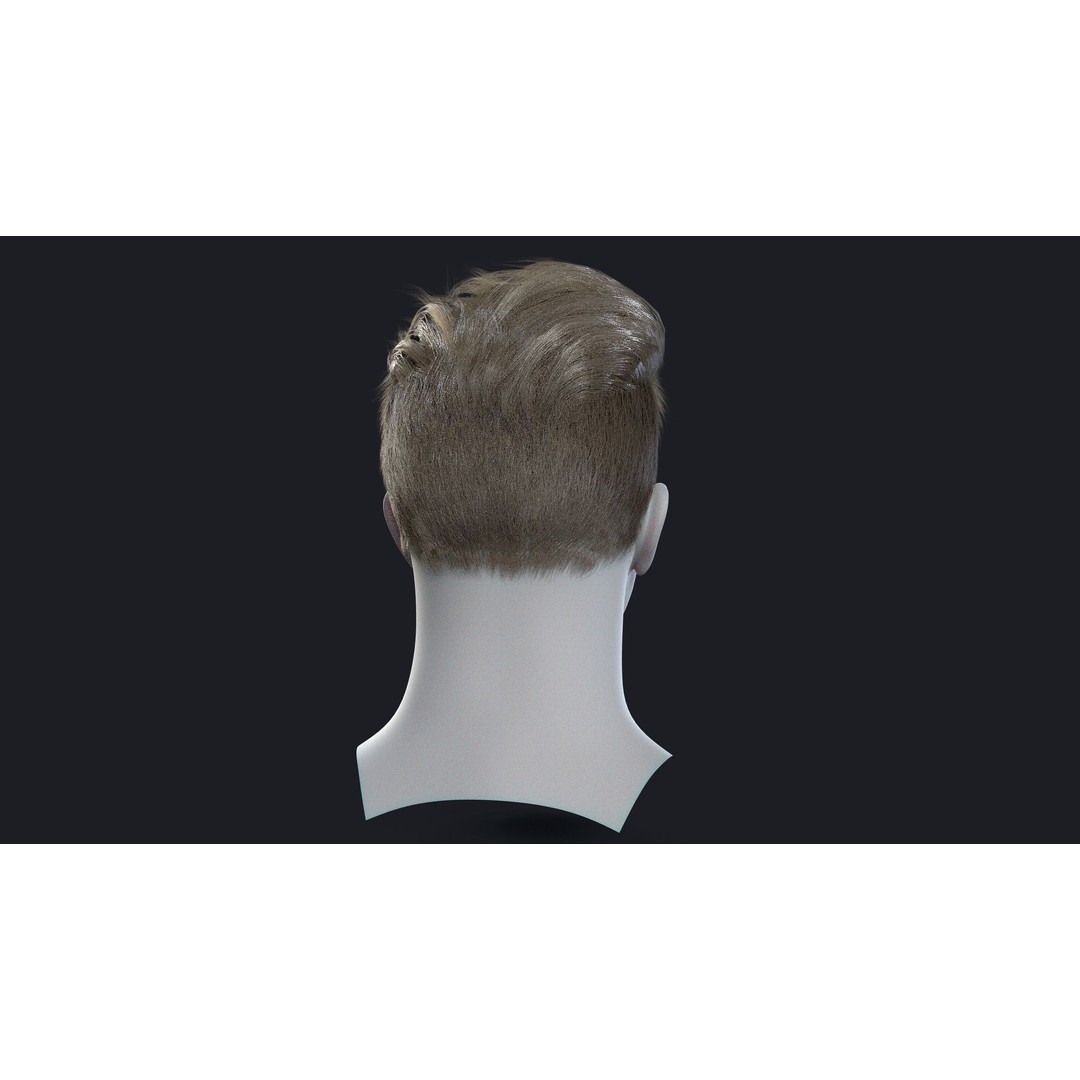 Realtime Mens Hairstyle 3D Model – Low Poly Game Asset, FBX - View 5