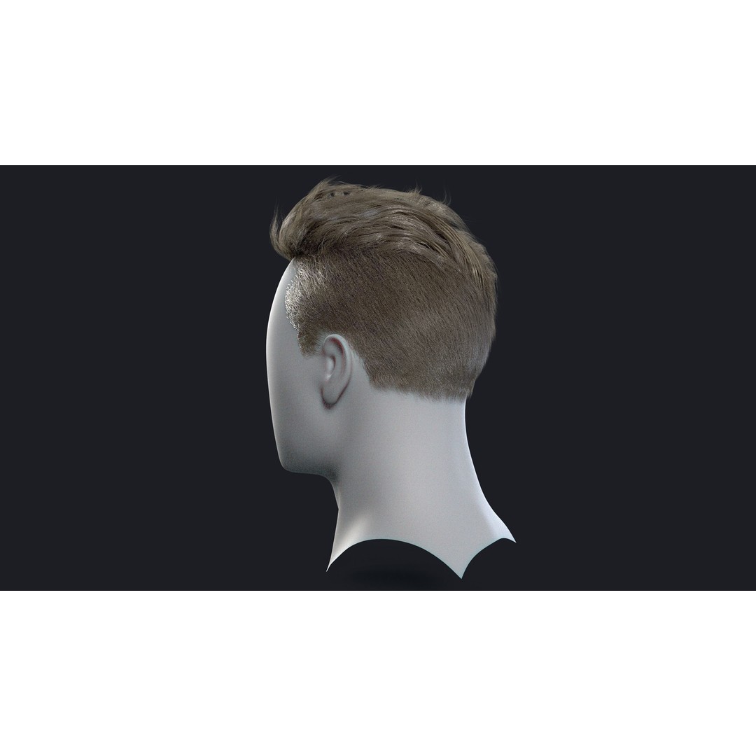 Realtime Mens Hairstyle 3D Model – Low Poly Game Asset, FBX - View 6