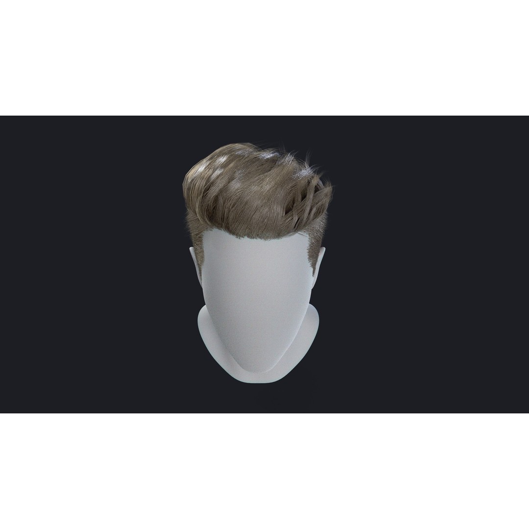 Realtime Mens Hairstyle 3D Model – Low Poly Game Asset, FBX - View 8
