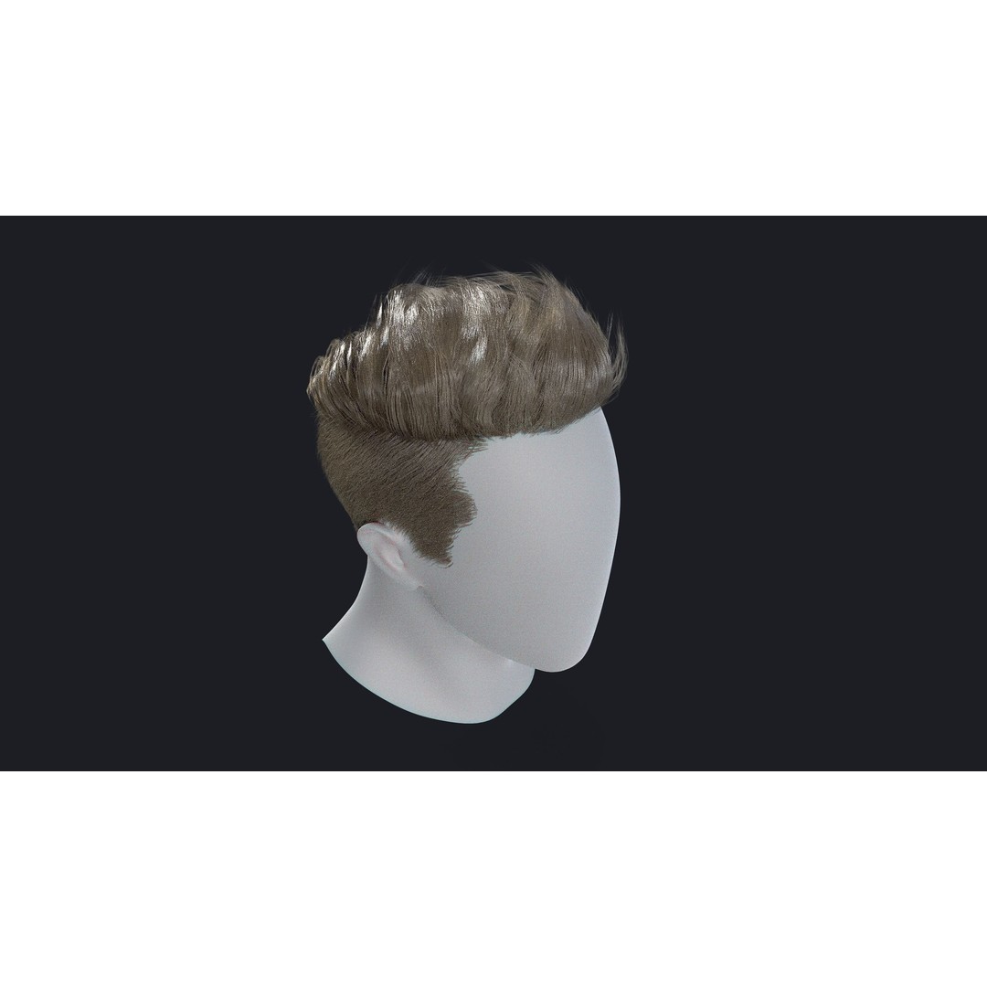 Realtime Mens Hairstyle 3D Model – Low Poly Game Asset, FBX - View 9