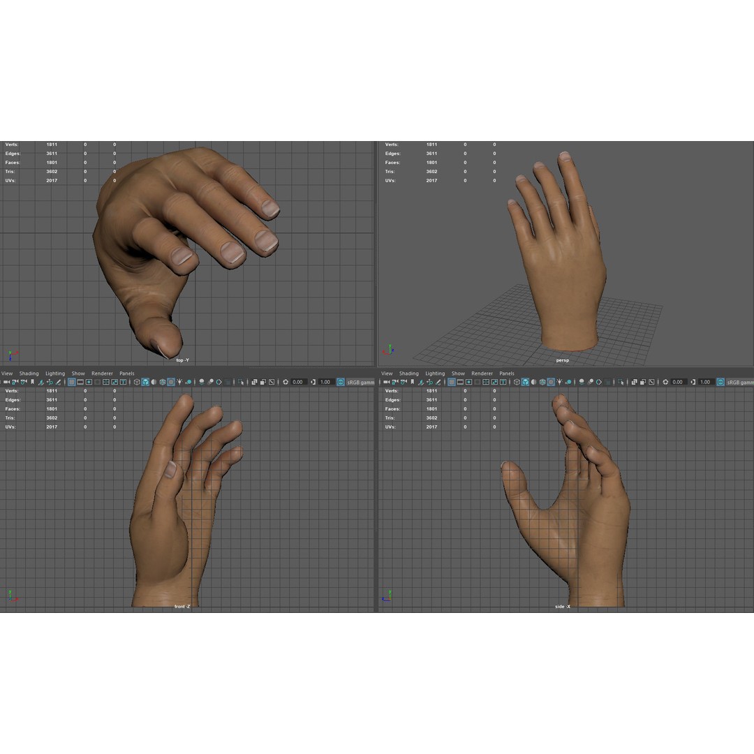 Male Hand 3D Model – Low Poly Game Asset, PBR Textures - View 11
