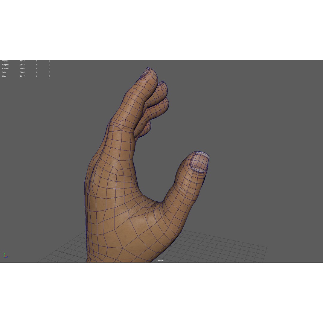 Male Hand 3D Model – Low Poly Game Asset, PBR Textures - View 14