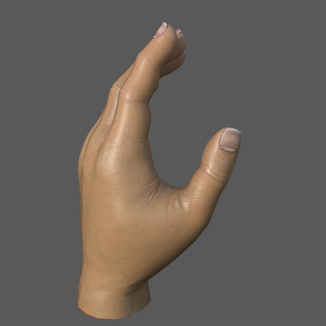 Male Hand 3D Model – Low Poly Game Asset, PBR Textures - View 3