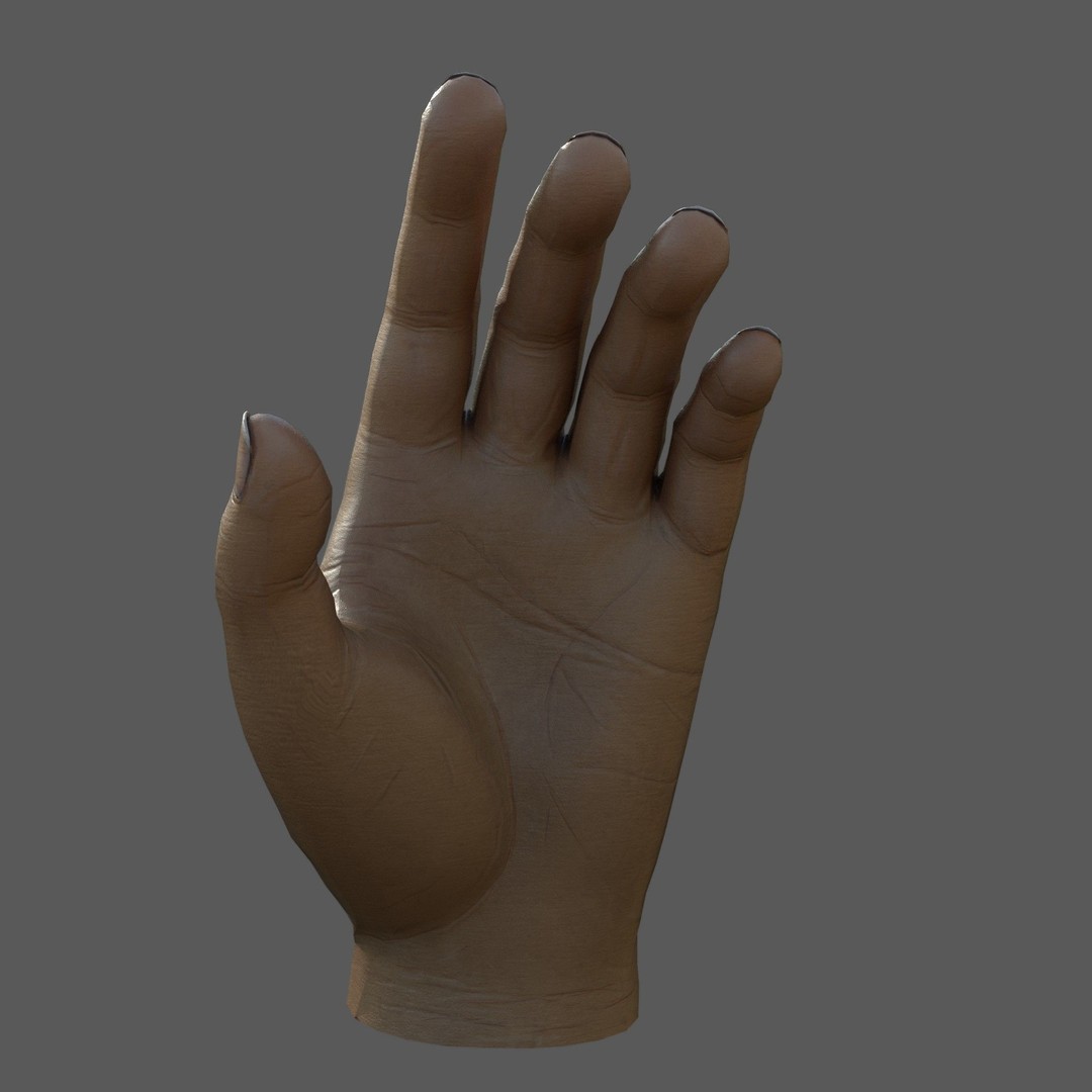 Male Hand 3D Model – Low Poly Game Asset, PBR Textures - View 4