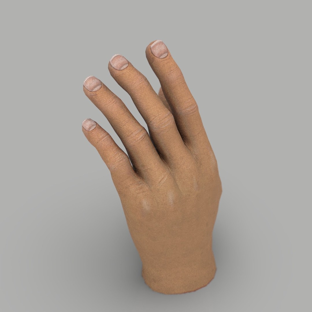Male Hand 3D Model – Low Poly Game Asset, PBR Textures - View 7