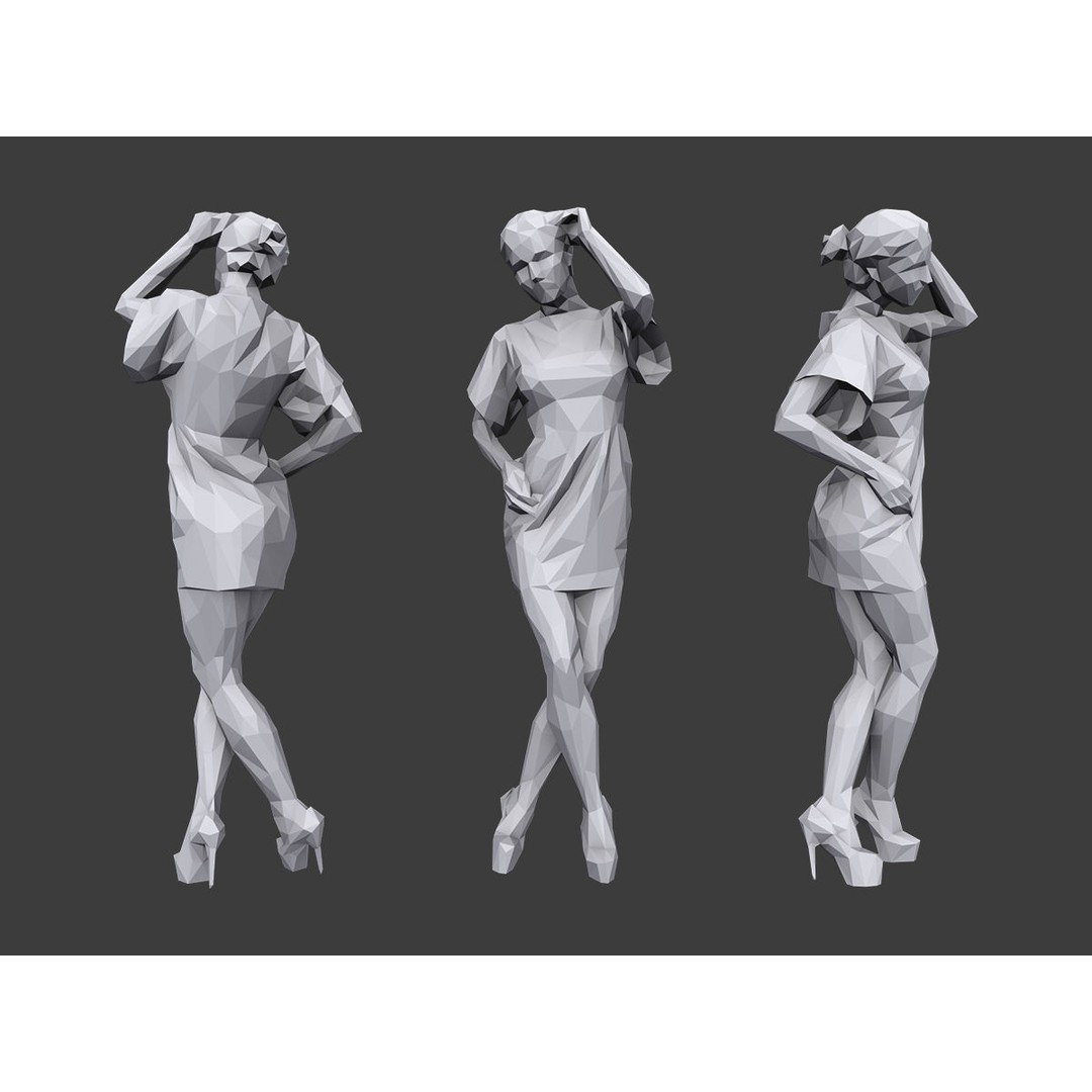 Casual Characters 3D Model – Low Poly Stylized People for Archviz