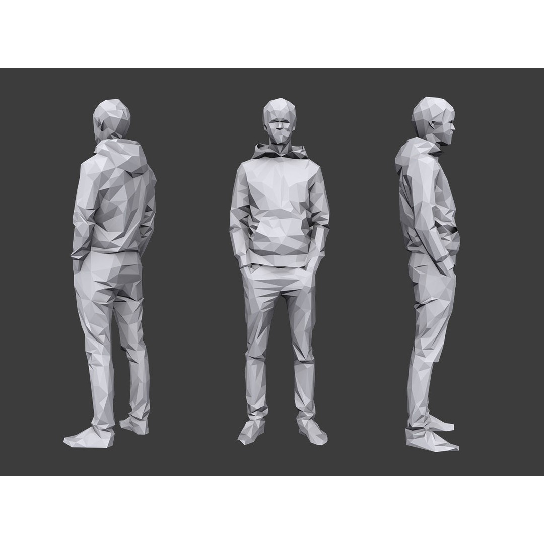 Casual Characters 3D Model – Low Poly Stylized People for Archviz - View 3