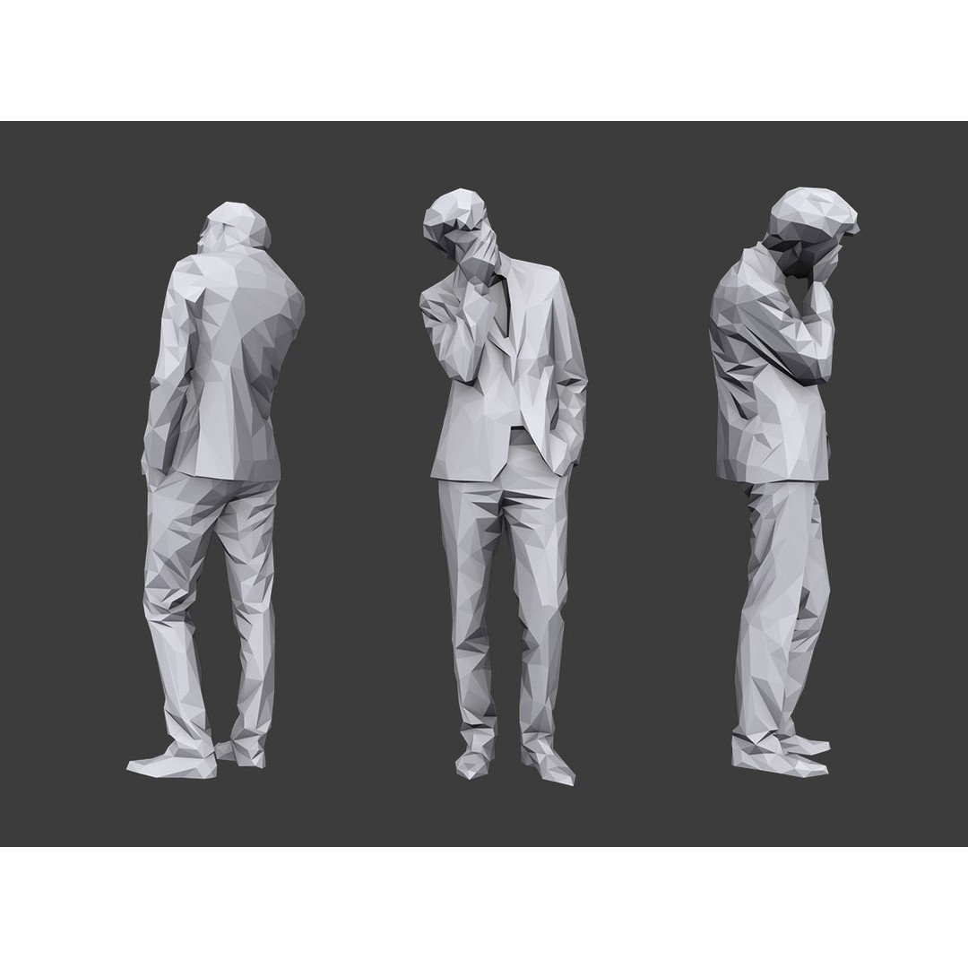 Casual Characters 3D Model – Low Poly Stylized People for Archviz - View 6