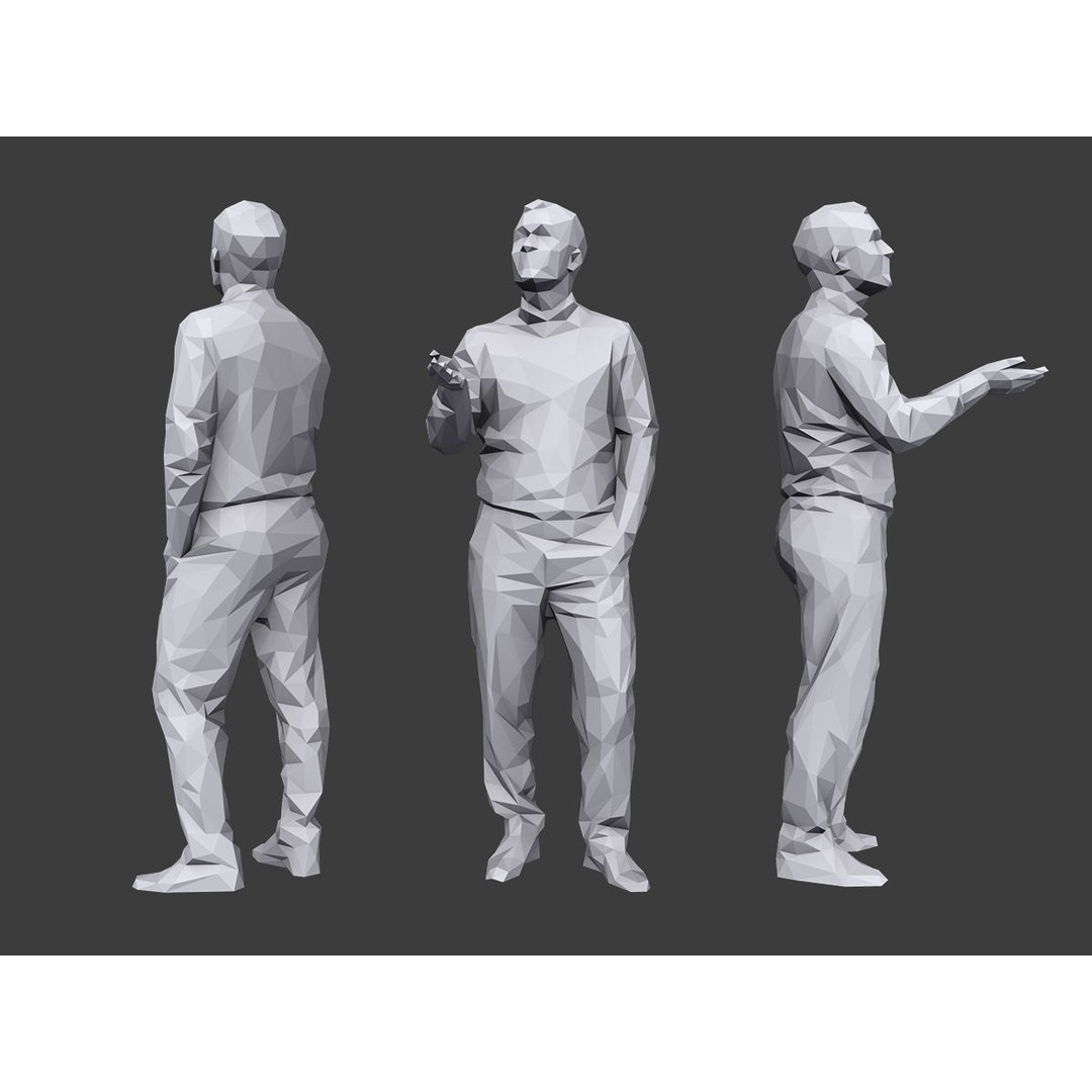 Casual Characters 3D Model – Low Poly Stylized People for Archviz - View 7