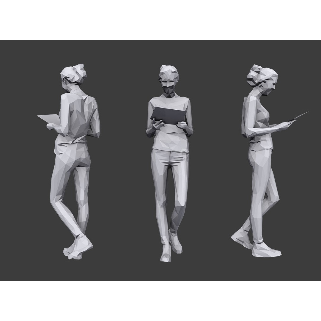 Casual Characters 3D Model – Low Poly Stylized People for Archviz - View 8