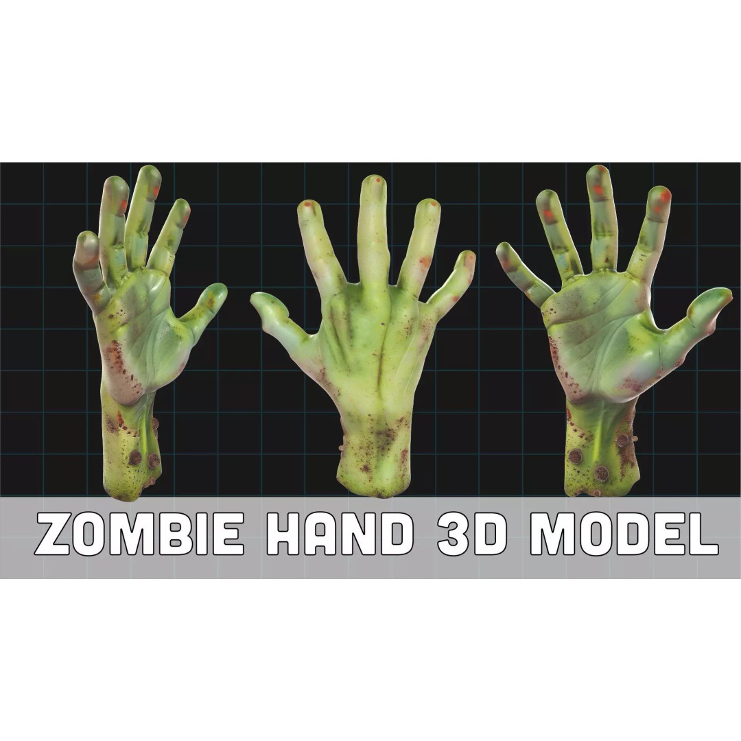 Realistic Zombie Hand 3D Model – Severed Prop for Halloween, FBX - View 2