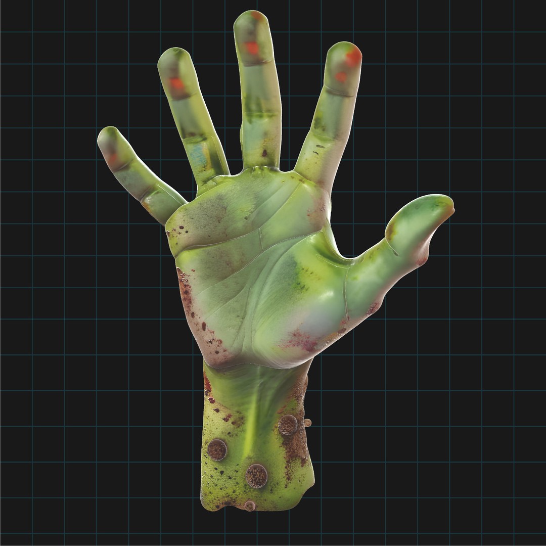 Realistic Zombie Hand 3D Model – Severed Prop for Halloween, FBX - View 3
