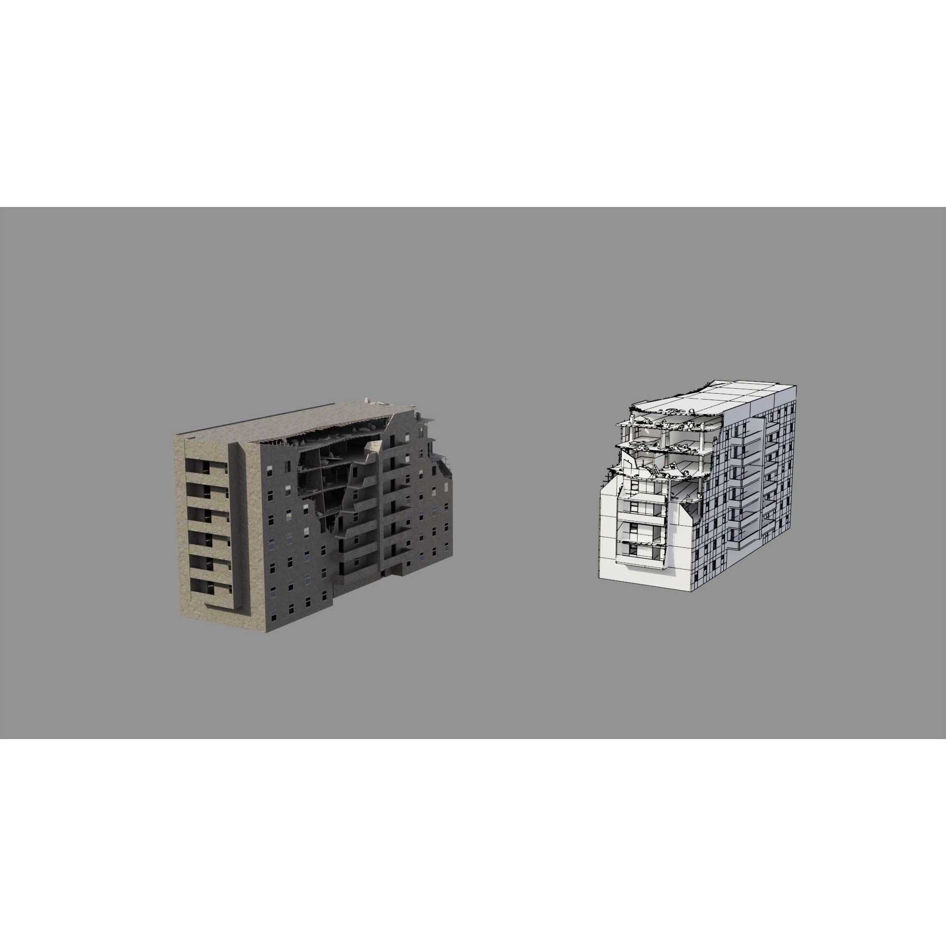 Post Apocalyptic Ruined City - Game-Ready 3D Model