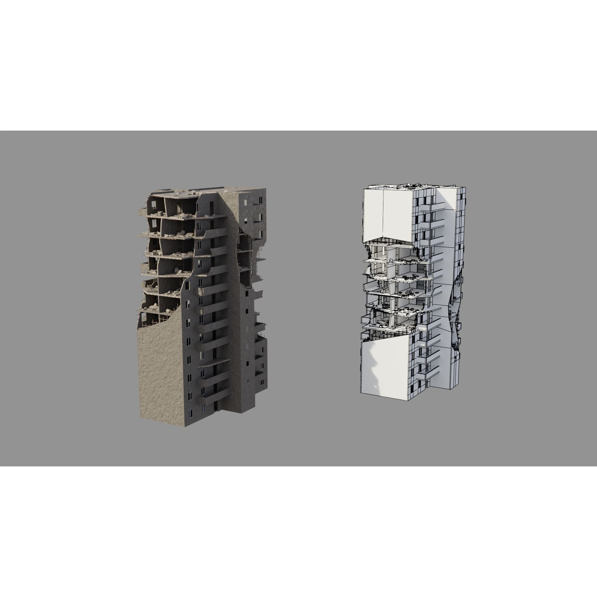 Post Apocalyptic Ruined City - Game-Ready 3D Model - View 12