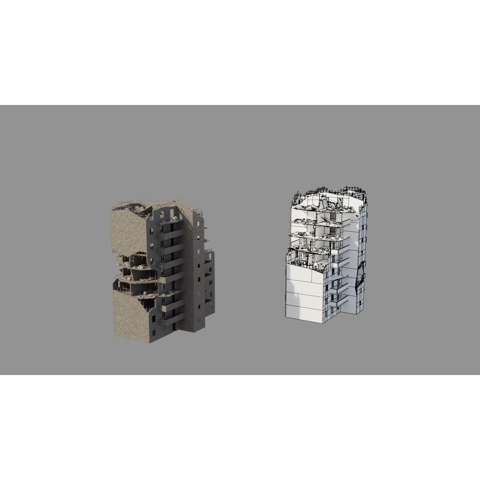 Post Apocalyptic Ruined City - Game-Ready 3D Model - View 13