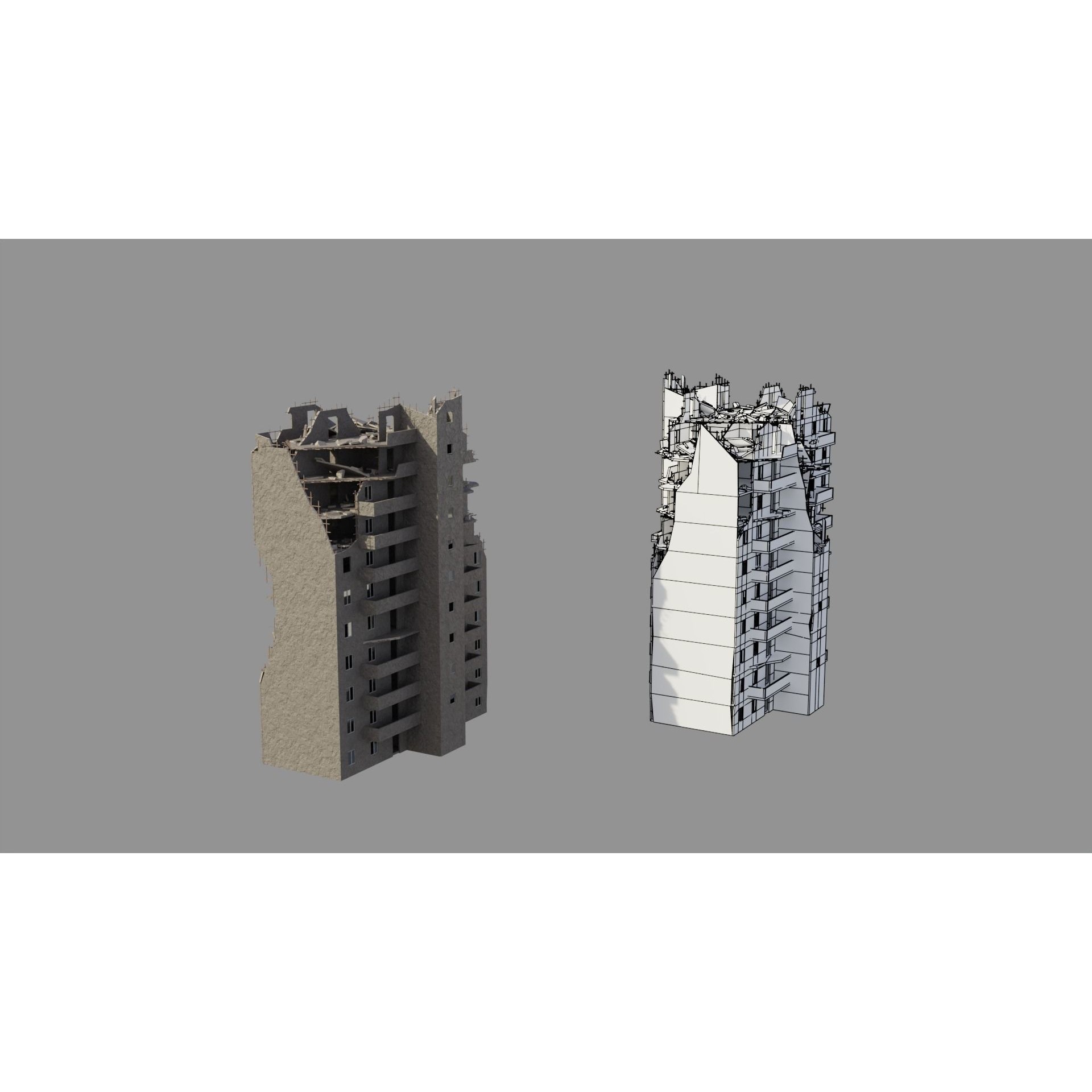 Post Apocalyptic Ruined City - Game-Ready 3D Model - View 14