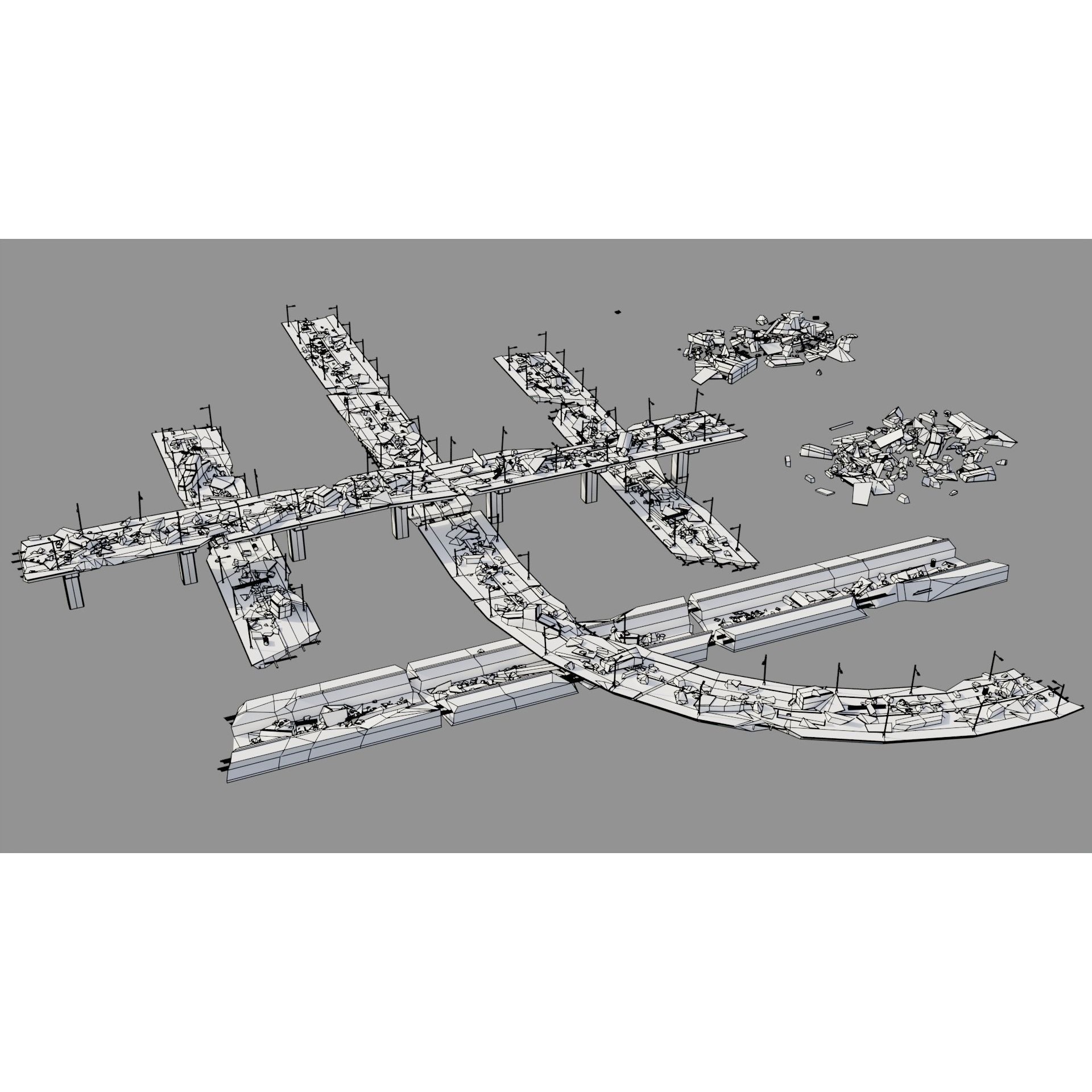 Post Apocalyptic Ruined City - Game-Ready 3D Model - View 5