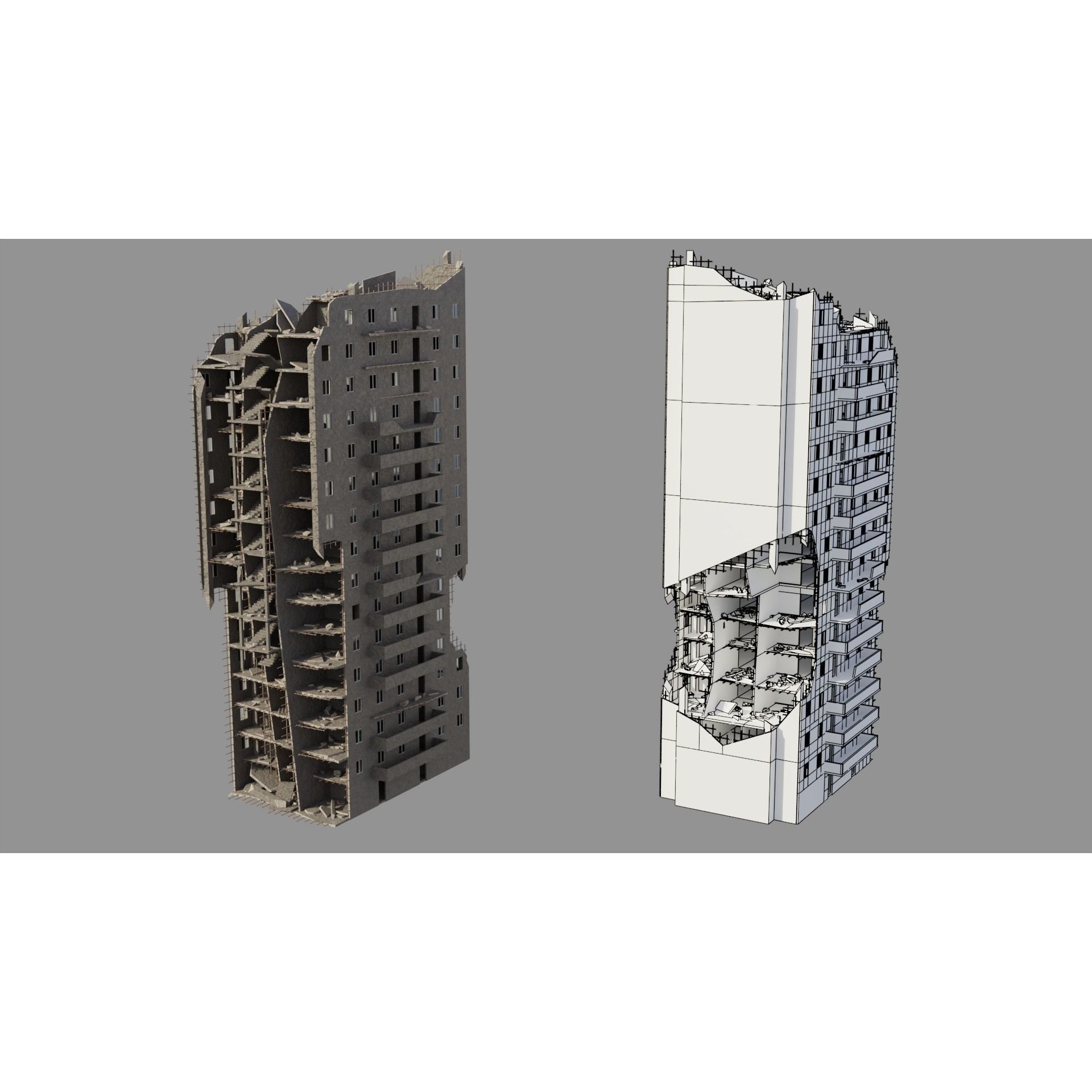 Post Apocalyptic Ruined City - Game-Ready 3D Model - View 6