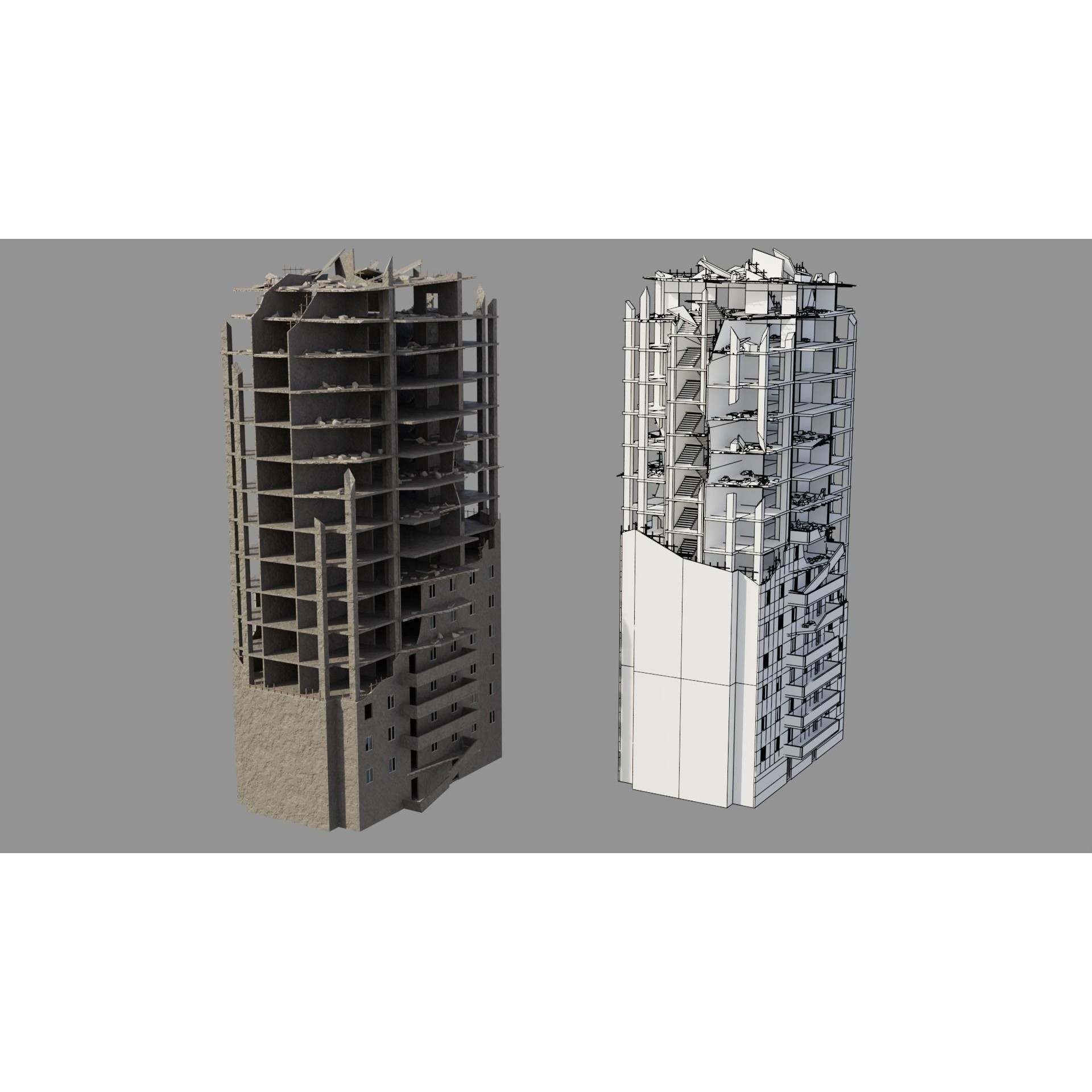 Post Apocalyptic Ruined City - Game-Ready 3D Model - View 7