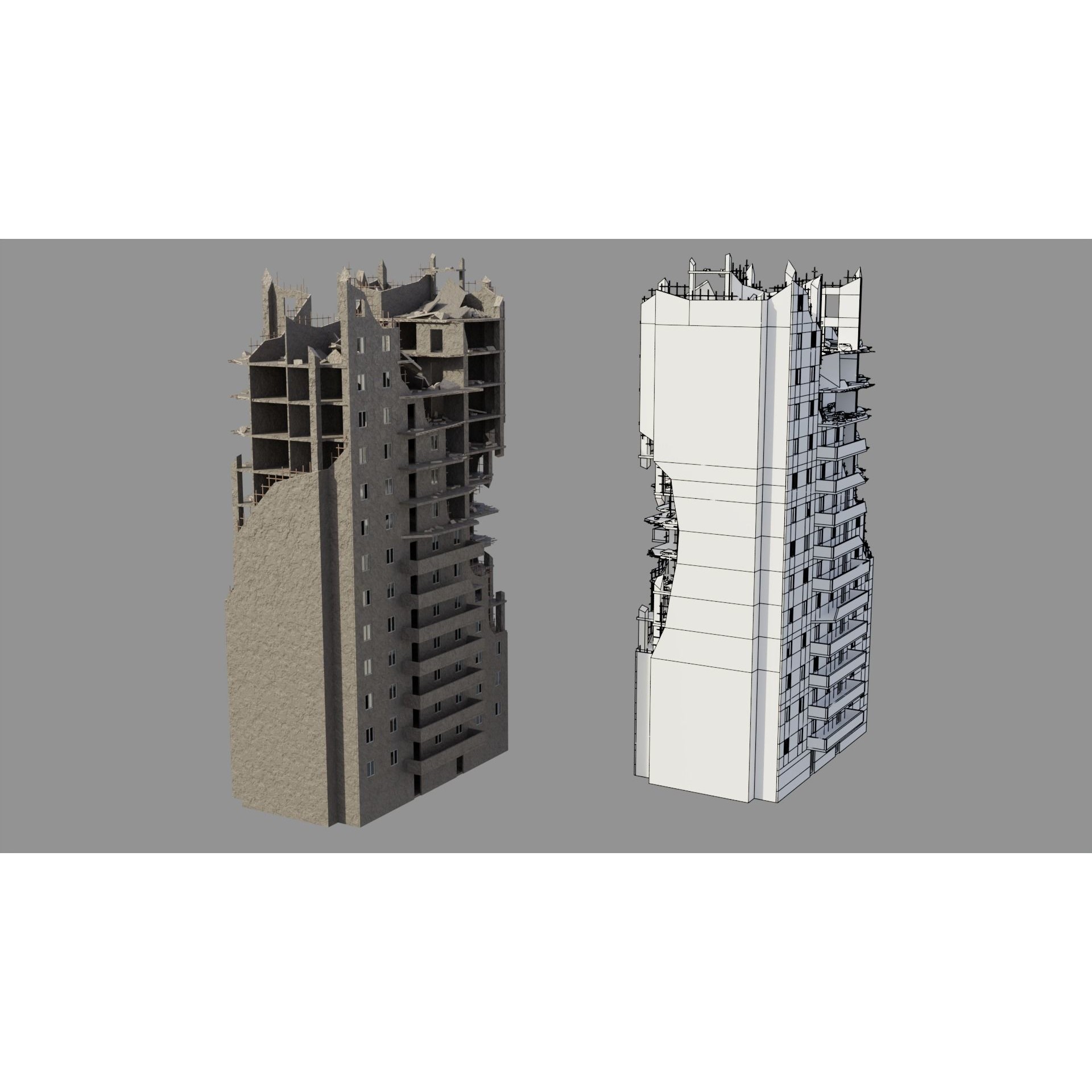 Post Apocalyptic Ruined City - Game-Ready 3D Model - View 8