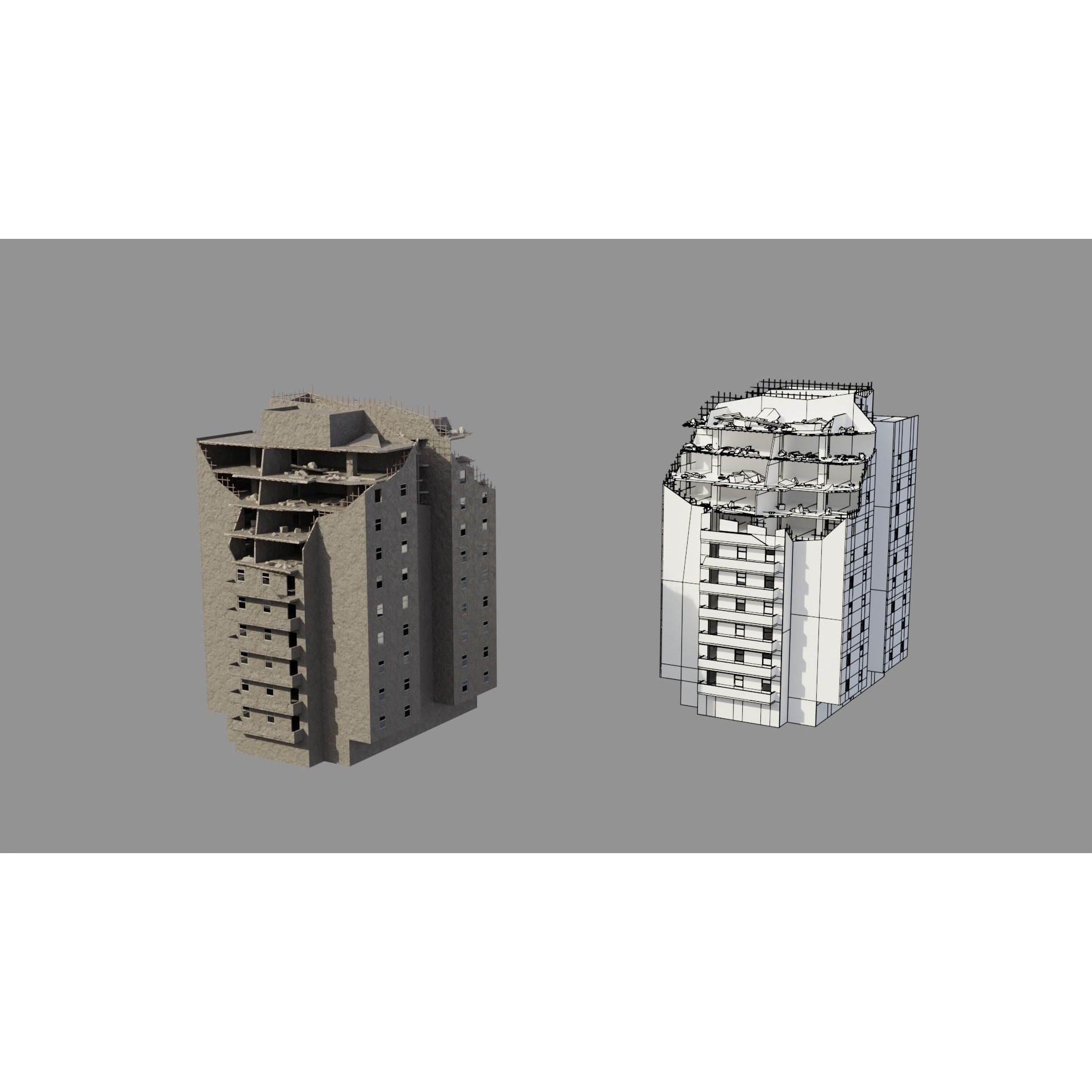 Post Apocalyptic Ruined City - Game-Ready 3D Model - View 9