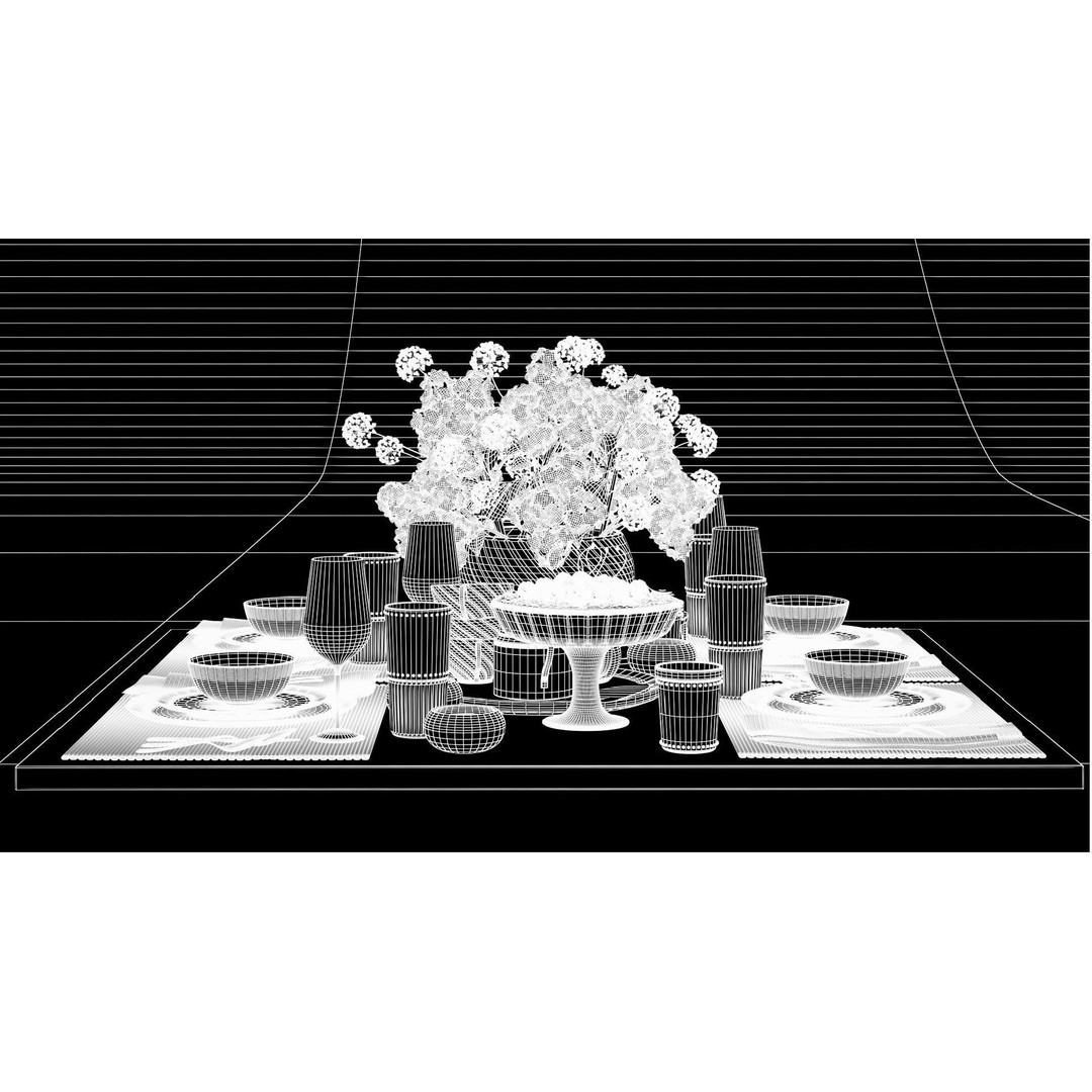 Kitchen Set 3D Model – Textured Interior Scene with Lighting Setup