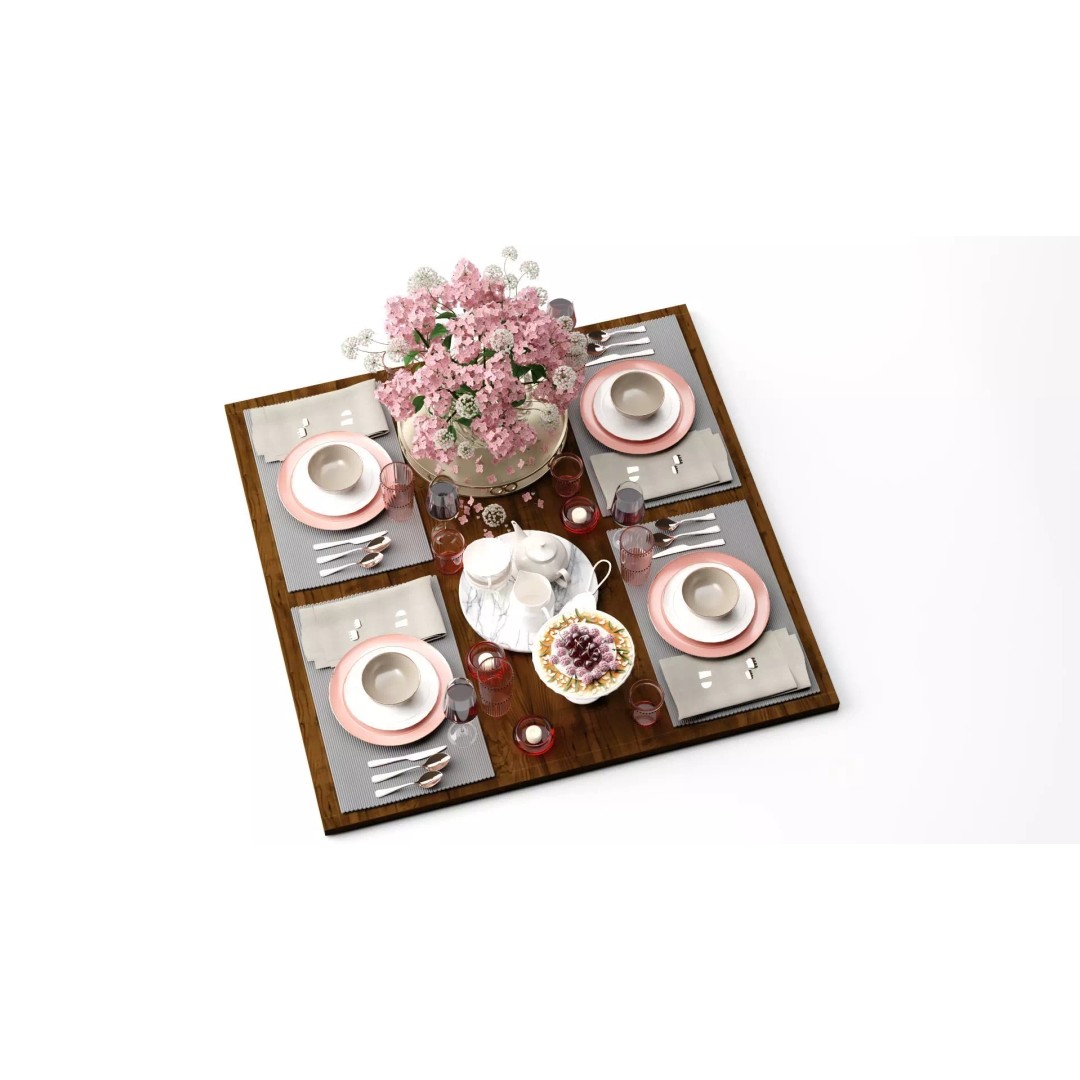 Kitchen Set 3D Model – Textured Interior Scene with Lighting Setup - View 2
