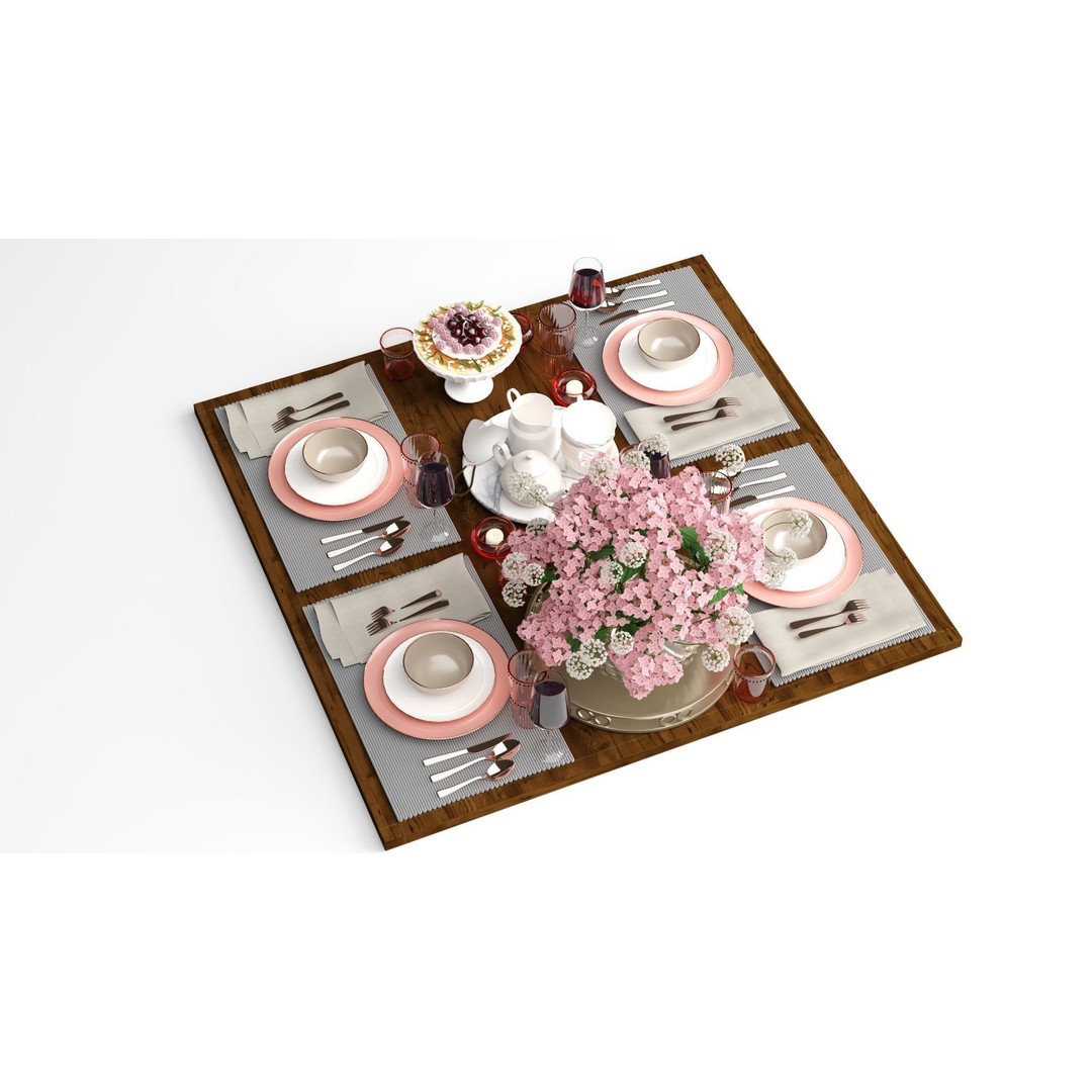 Kitchen Set 3D Model – Textured Interior Scene with Lighting Setup - View 3