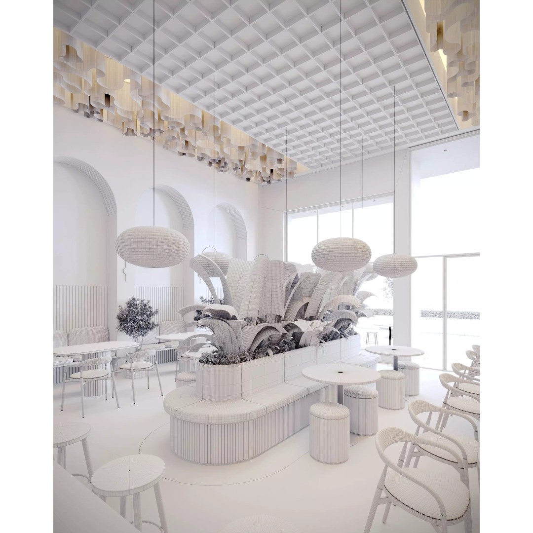Modern Coffee Shop 3D Model – Detailed Interior & Exterior Scene, FBX - View 17