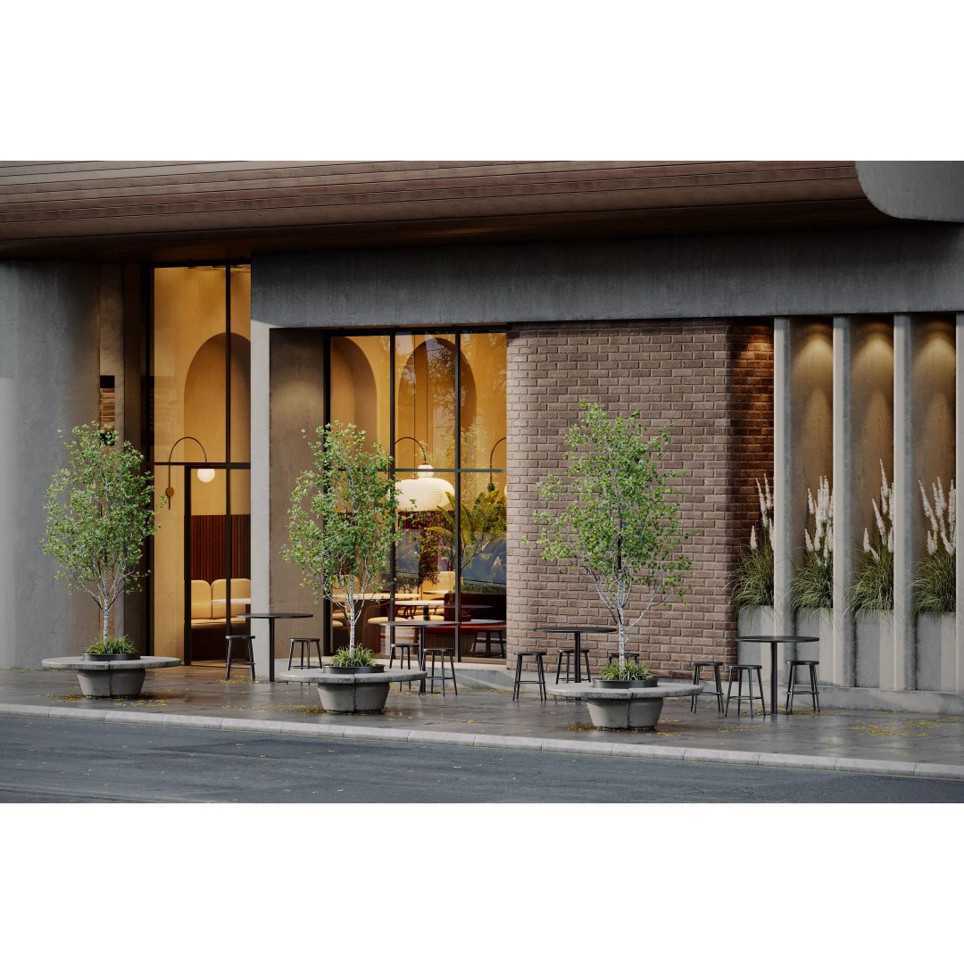 Modern Coffee Shop 3D Model – Detailed Interior & Exterior Scene, FBX - View 6