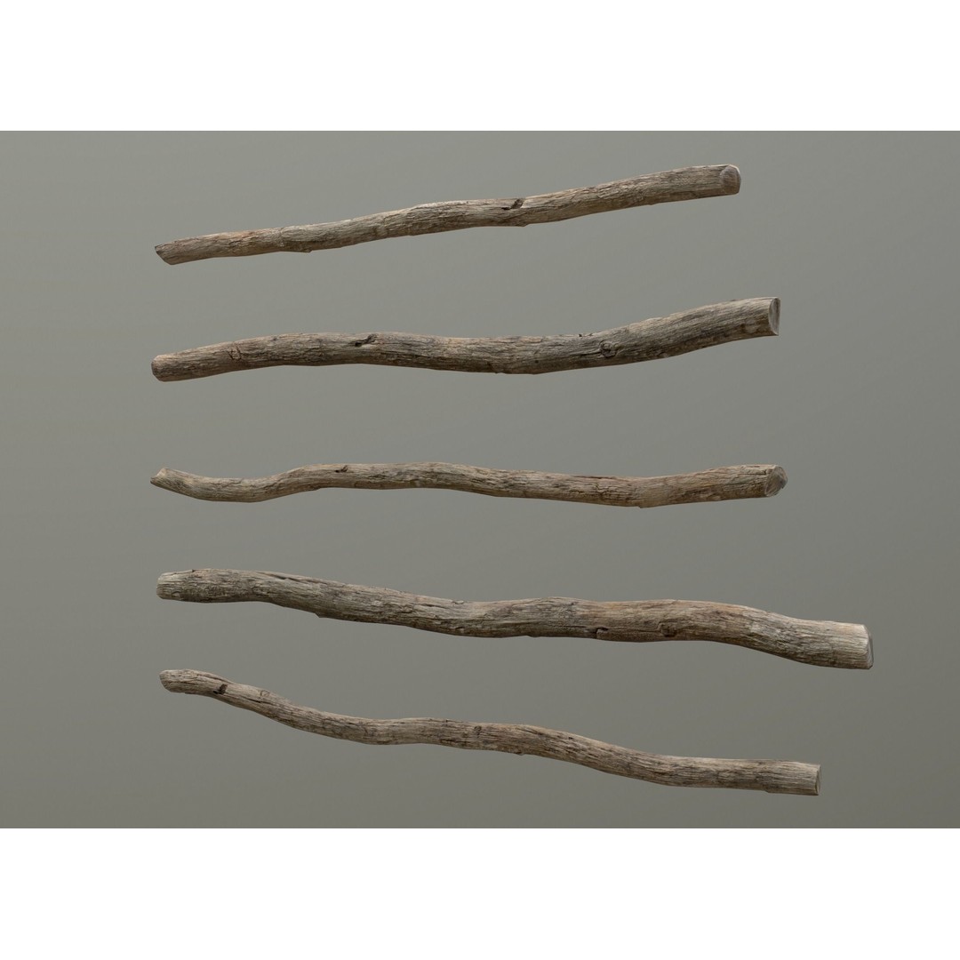 Old Wooden Poles 3D Model – Low Poly Game Asset, FBX, PBR Textures - View 22
