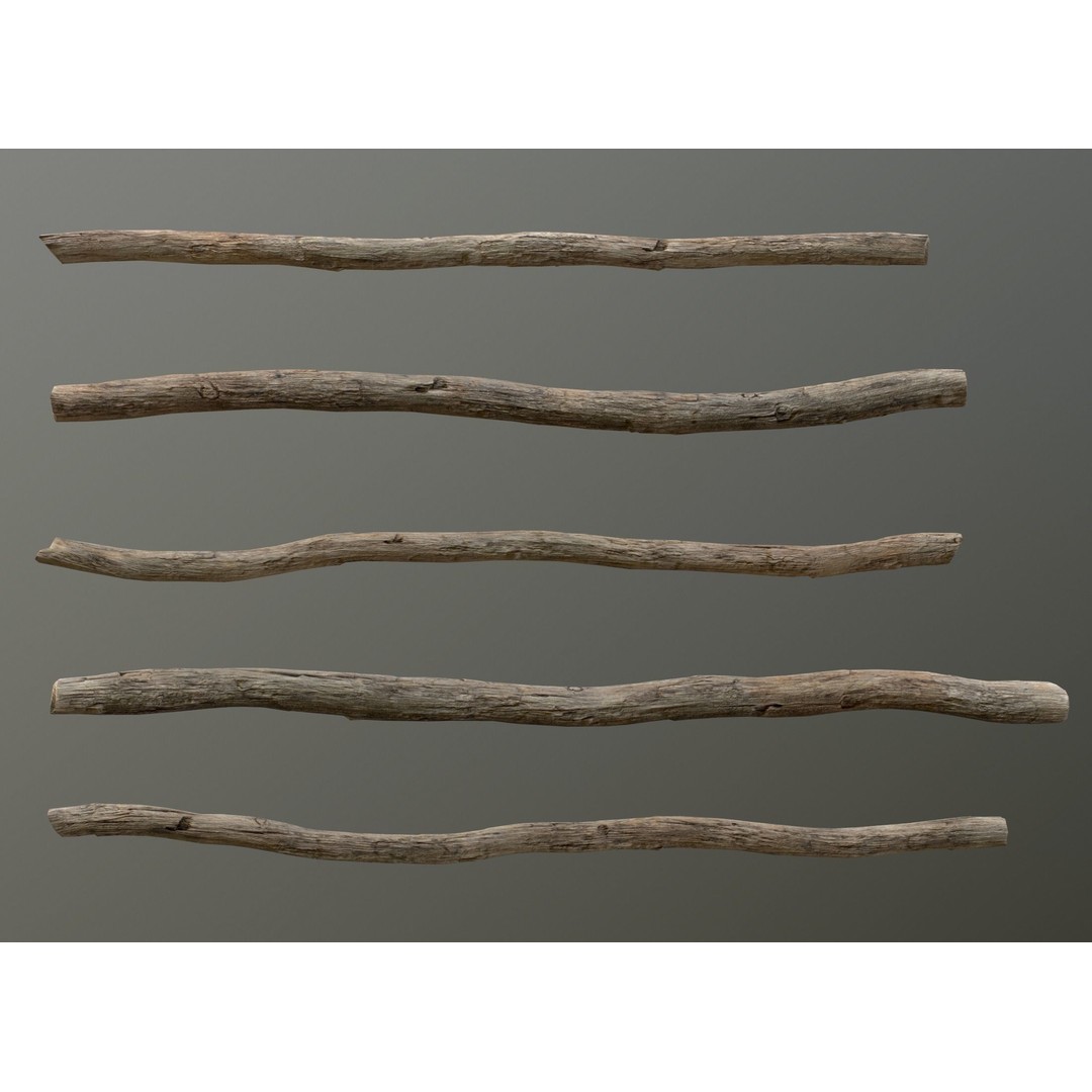Old Wooden Poles 3D Model – Low Poly Game Asset, FBX, PBR Textures - View 23