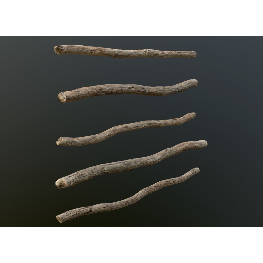 Old Wooden Poles 3D Model – Low Poly Game Asset, FBX, PBR Textures - View 24