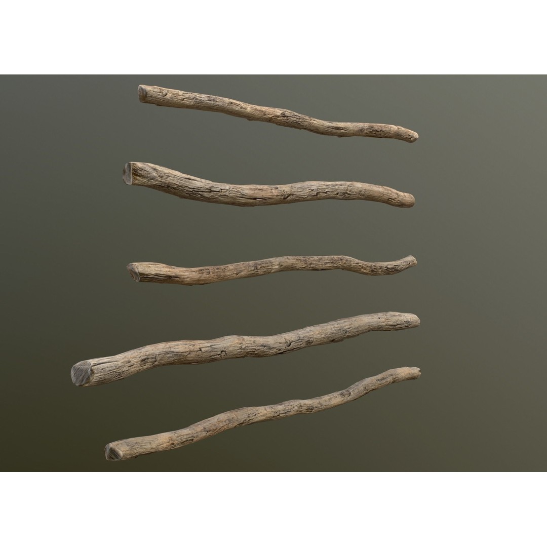 Old Wooden Poles 3D Model – Low Poly Game Asset, FBX, PBR Textures - View 25